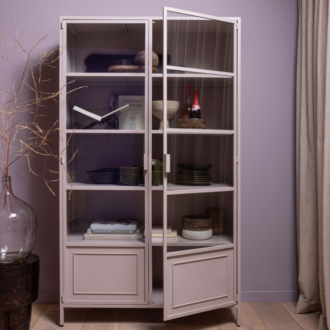 Ronja - Vaisselier 2 portes en verre et métal H189cm