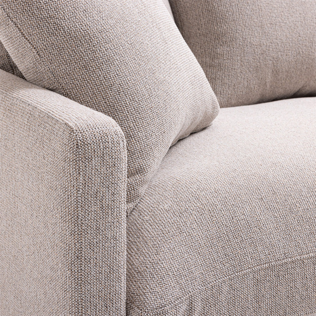Villabon - Canapé 3 places en tissu pieds bois foncé