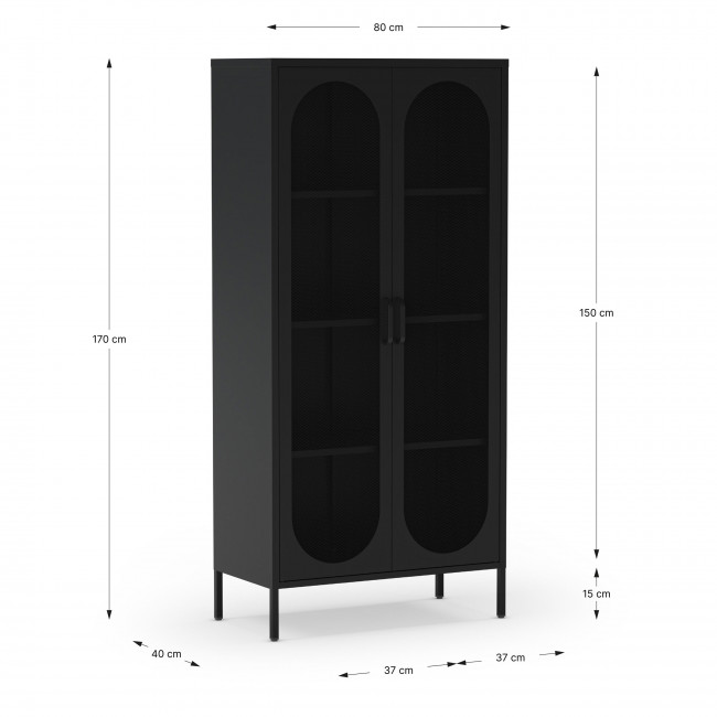 Zio - Vaisselier 2 portes en métal H170cm