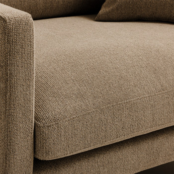 Villabon - Fauteuil XL en tissu pieds bois foncé