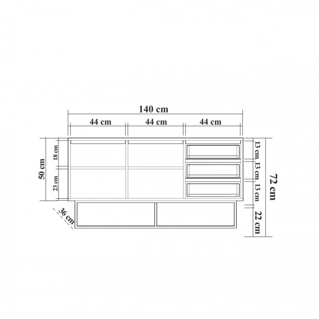 Roa - Buffet 2 portes en bois et métal L140cm