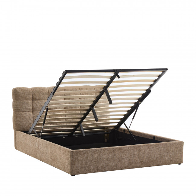 Acara - Lit coffre matelassé en tissu 160x200cm