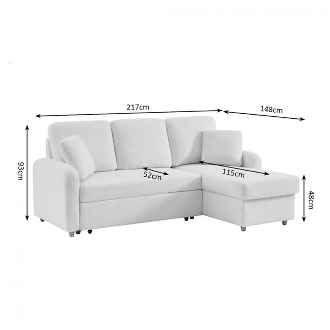 Matera - Canapé d'angle réversible convertible 3 places en tissu bouclette avec coffre