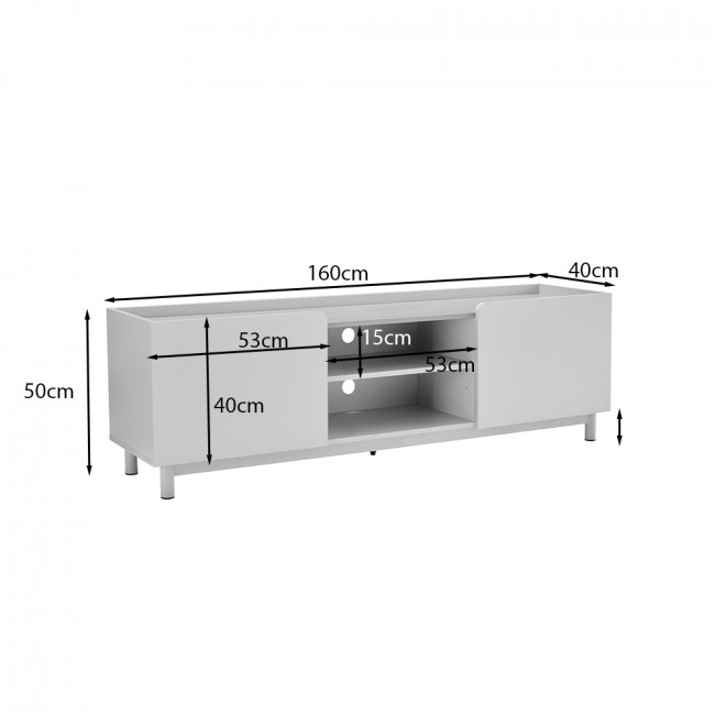 Stanley - Meuble TV 2 portes en bois et métal L160cm