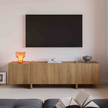 Nicole - Meuble TV 4 portes en bois 180cm