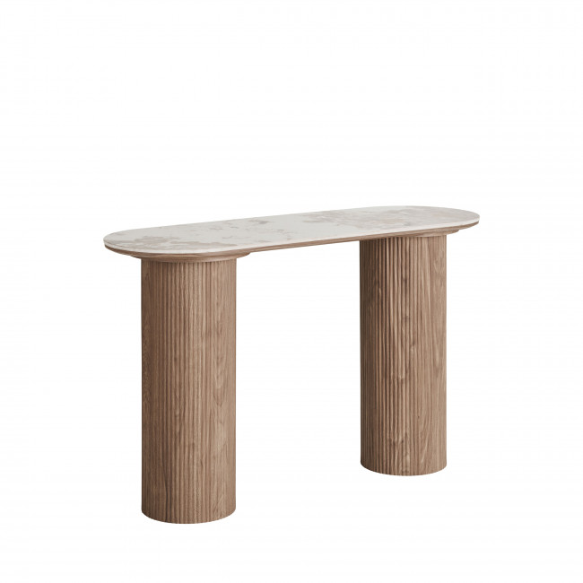 Athens - Console aux bords arrondis effet marbre et bois L120cm