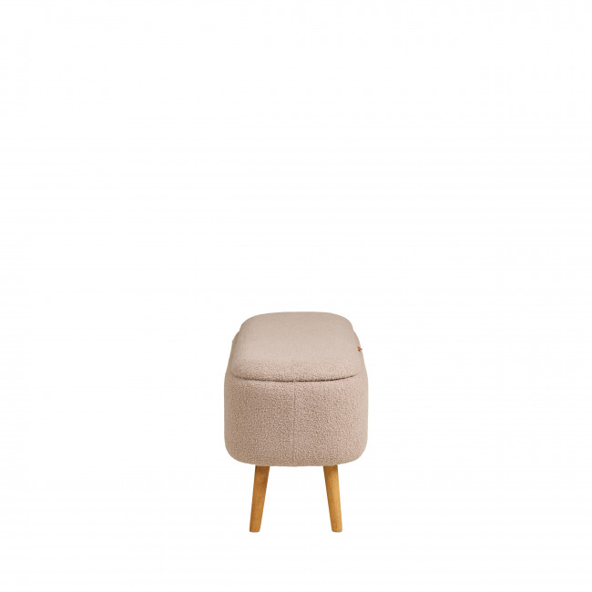 Harlow - Banc coffre en tissu bouclette et bois L95cm