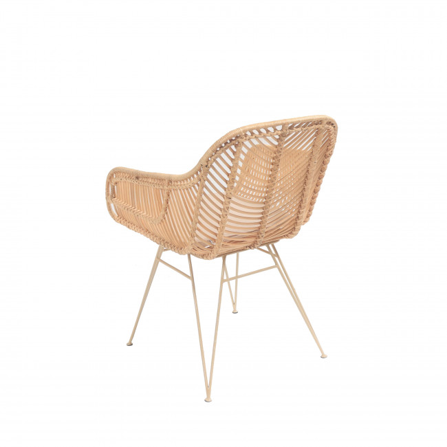 Nunuhai - Fauteuil de table en rotin pieds beiges
