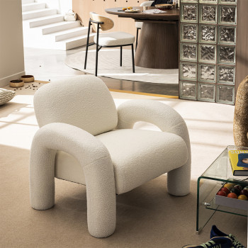 Mio - Fauteuil en tissu bouclette