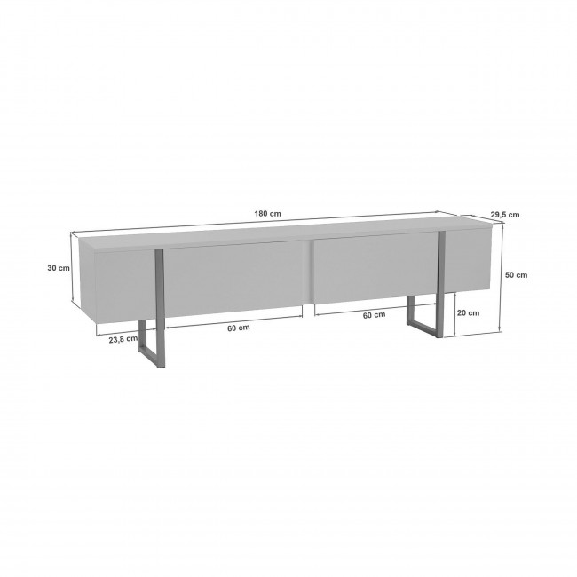 Tod - Meuble TV 2 portes en bois et métal L180cm