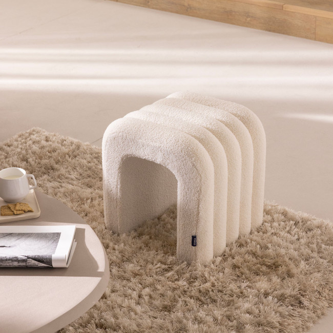 Mui - Lot de 2 tabourets rembourrés en tissu bouclette