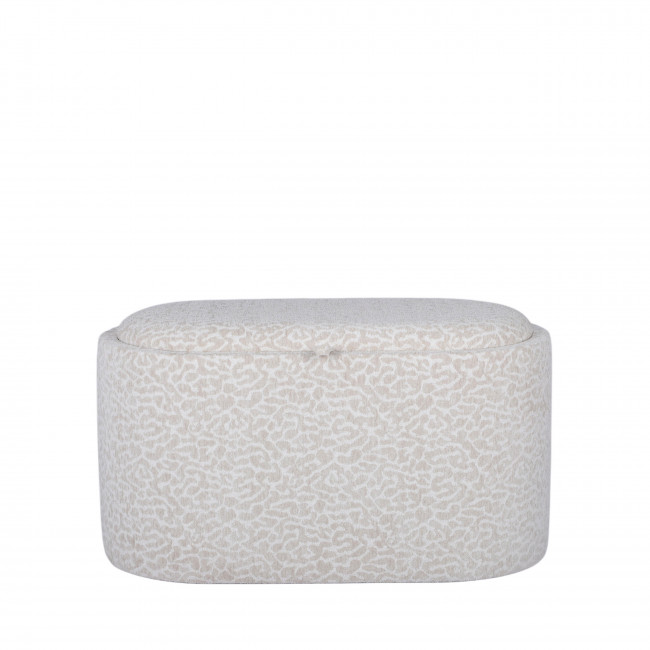 Zoé - Banc ovale imprimé animal avec plateau et rangement L77cm
