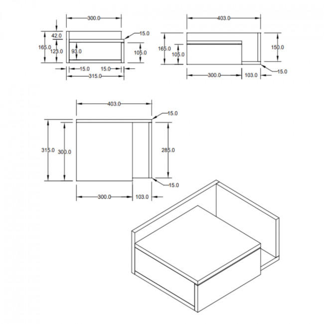 Kamichi - Table de chevet murale réversible en bois