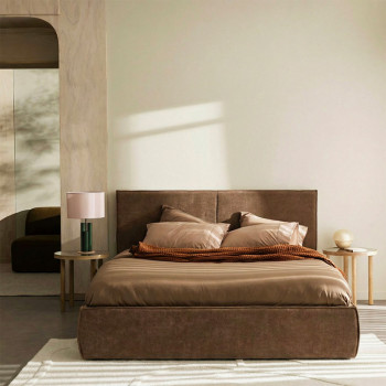 Liberia - Lit coffre en tissu chenille 140x190cm
