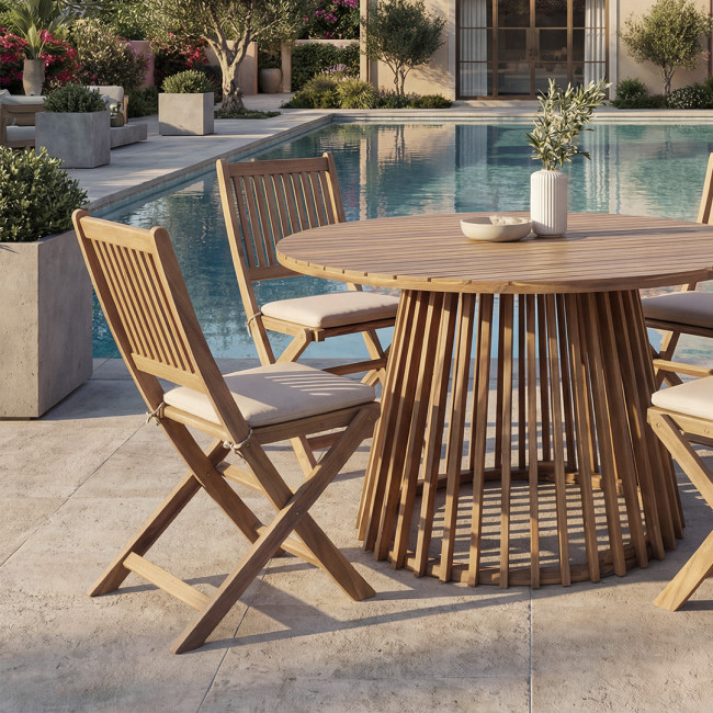 Boro - Table à manger de jardin 6 personnes ronde en bois d'acacia ø 150 cm