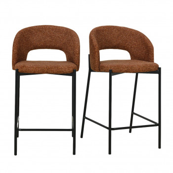 Soren - Lot de 2 chaises de bar en tissu et métal H65cm