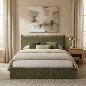 Cama -  Lit coffre en tissu 160x200cm