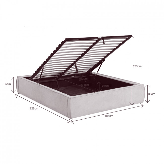 Liberio - Lit coffre en tissu 160x200cm