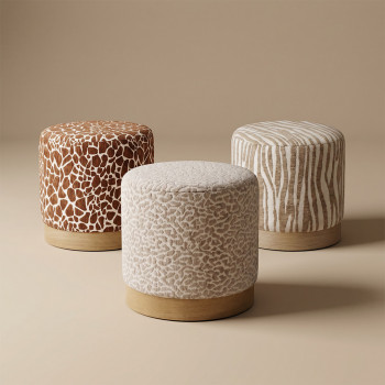 Wild - Pouf rond en tissu imprimé animal ø40cm