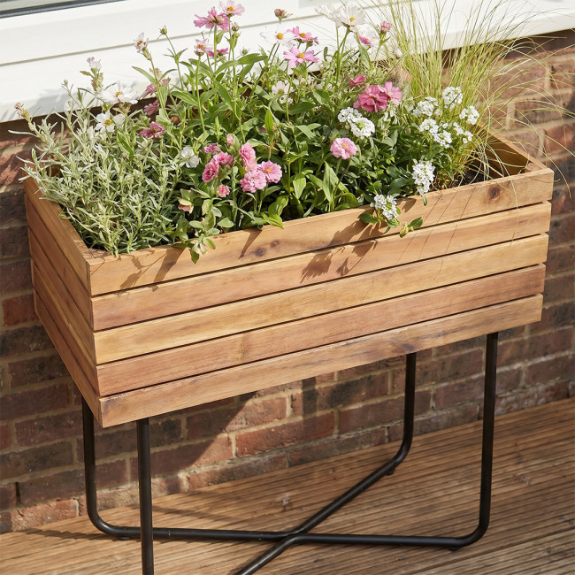 Kora - Jardinière en bois et métal H62cm