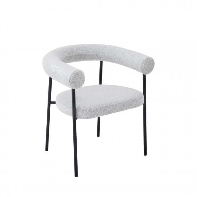 Olympe - Lot de 2 fauteuils de table en tissu bouclette et métal