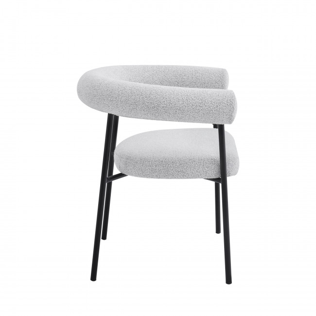 Olympe - Lot de 2 fauteuils de table en tissu bouclette et métal