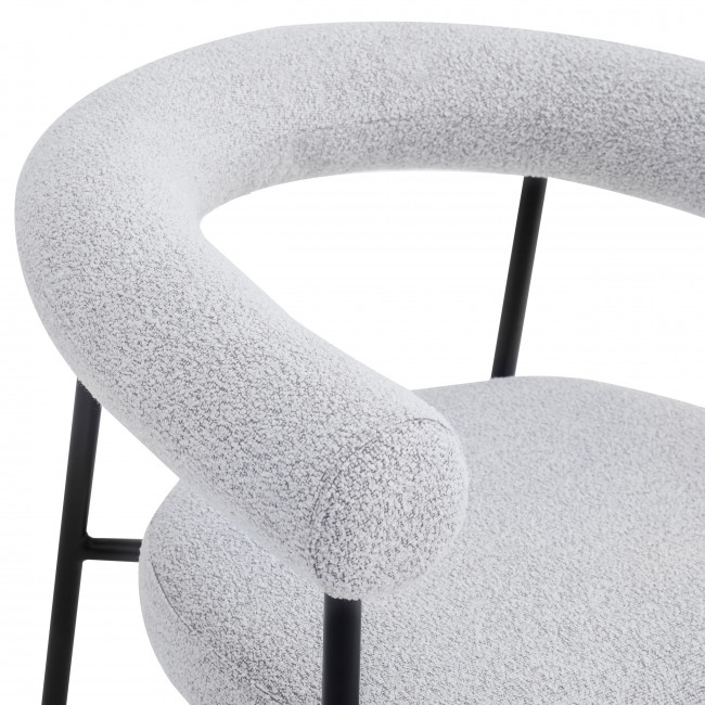 Olympe - Lot de 2 fauteuils de table en tissu bouclette et métal
