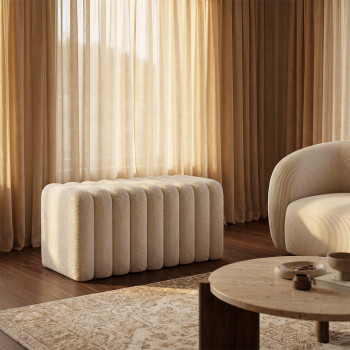 Leto - Banc rembourré en tissu bouclette L79cm
