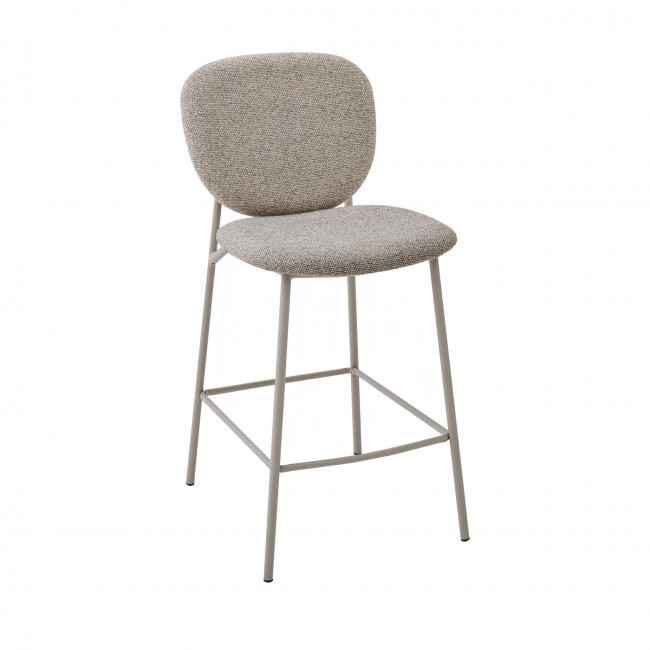 Dalby - Lot de 2 tabourets de bar en tissu pieds beiges H65cm