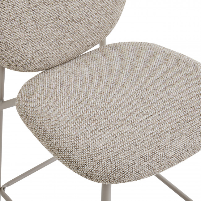 Dalby - Lot de 2 tabourets de bar en tissu pieds beiges H65cm