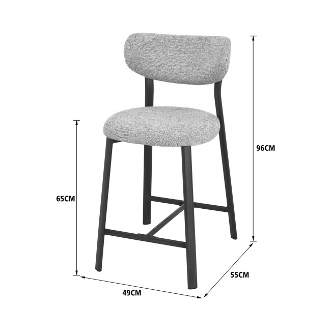 Lunara - Lot de 2 chaises de bar en tissu piètement effet foncé bois H65cm