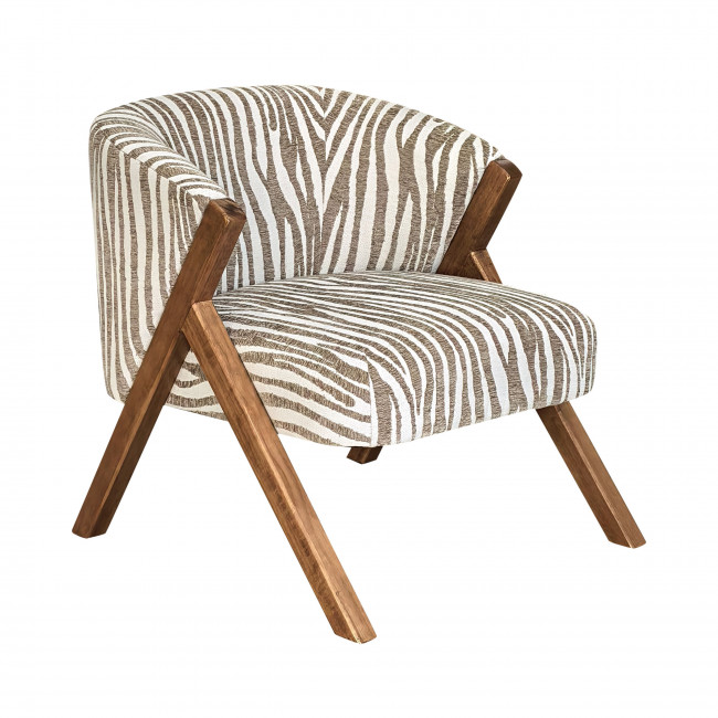 Malou - Fauteuil en tissu et bois imprimé zèbre