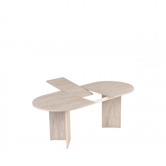 Sam - Table à manger extensible 6 à 8 personnes effet travertin 160-200x75cm