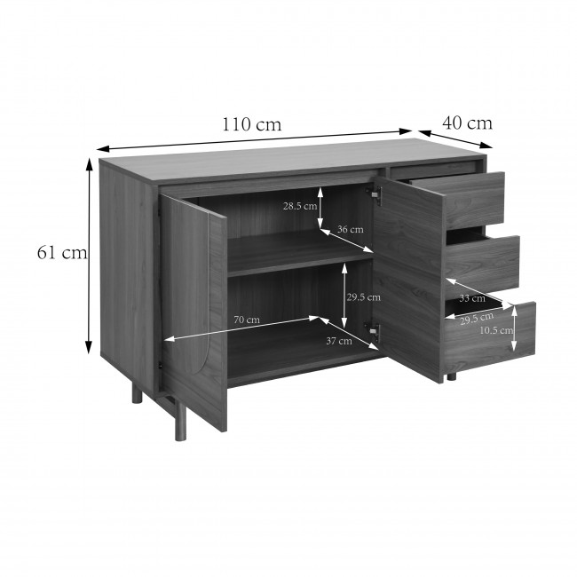 Abby - Buffet 2 portes 3 tiroirs en bois L110cm