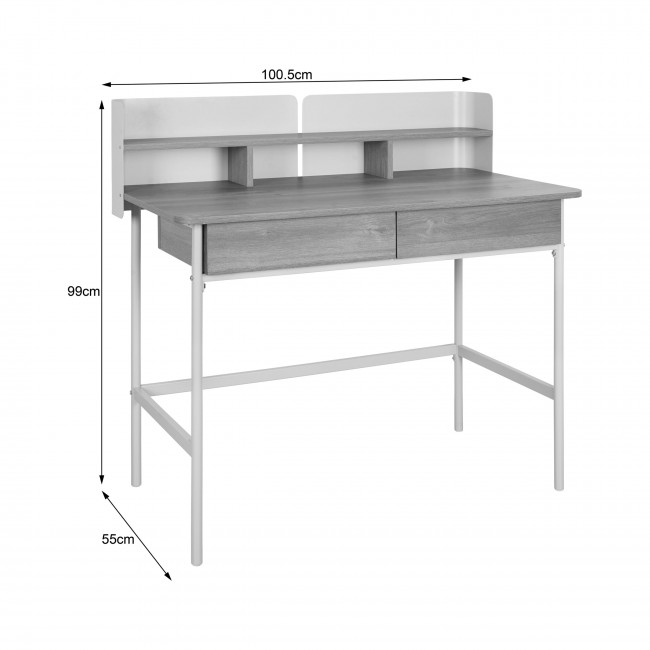 Copa - Bureau 2 tiroirs en bois et métal L100cm