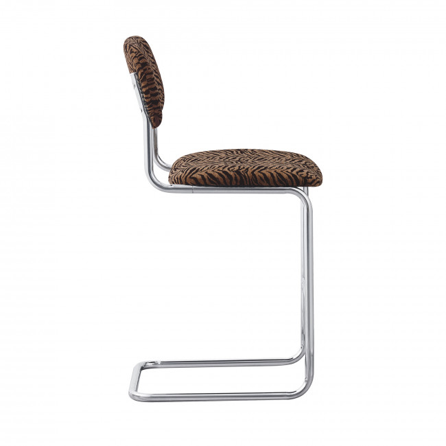 Marcel - Lot de 2 tabourets de bar imprimé animal pieds chrome H65cm 