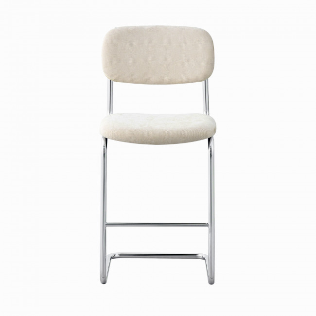 Marcel - Lot de 2 tabourets de bar en tissu pieds chrome H65cm 
