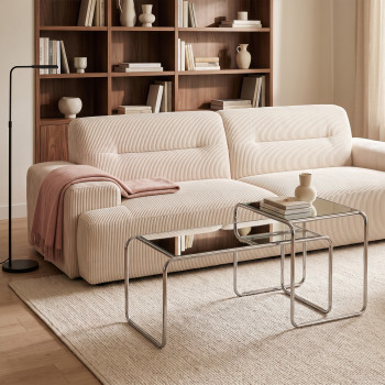 Rika - Table basse en miroir pieds chrome L80cm