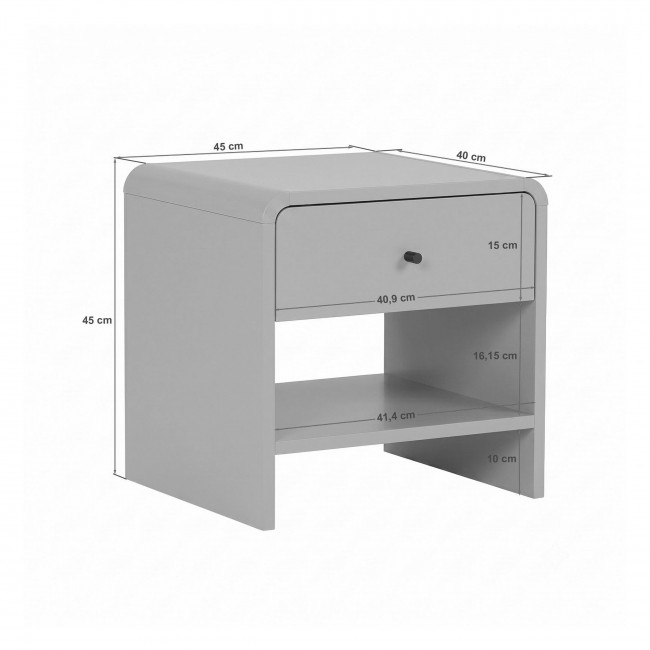 Milano - Table de chevet 1 tiroir aux bords arrondis en bois
