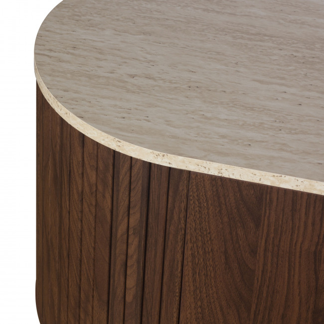 Alma - Meuble TV 2 portes en bois effet travertin L160cm