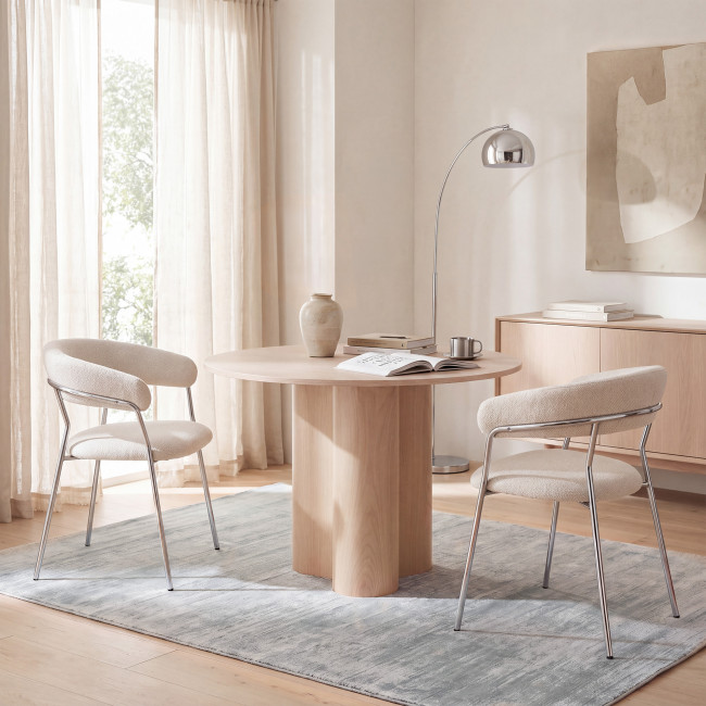 Celesty - Lot de 2 fauteuils de table en tissu pieds chrome