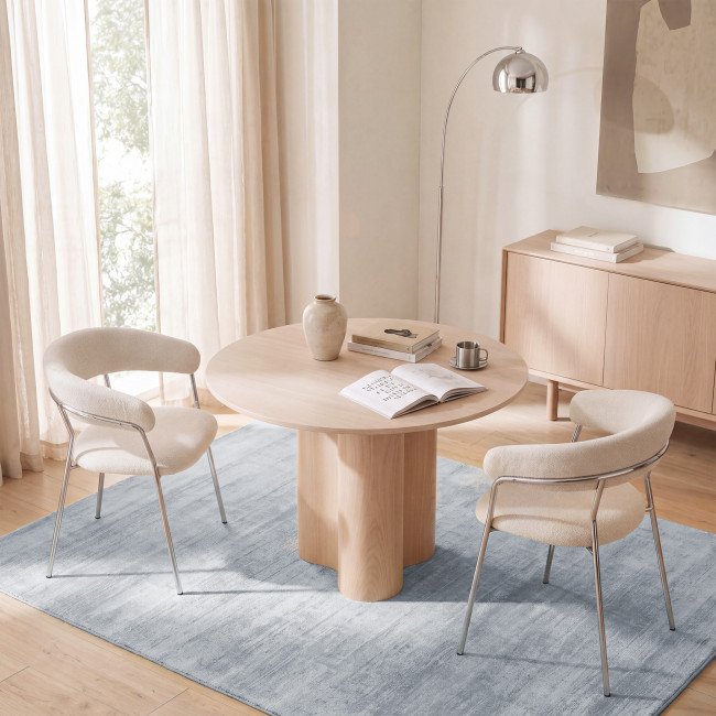 Celesty - Lot de 2 fauteuils de table en tissu pieds chrome