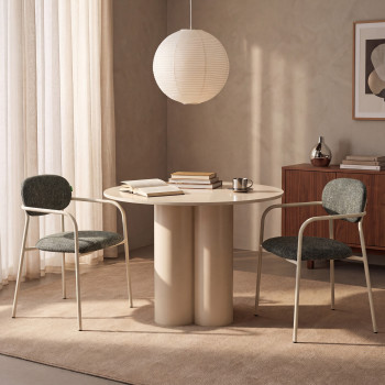 Anatole - Lot de 2 fauteuils de table en tissu pieds métal