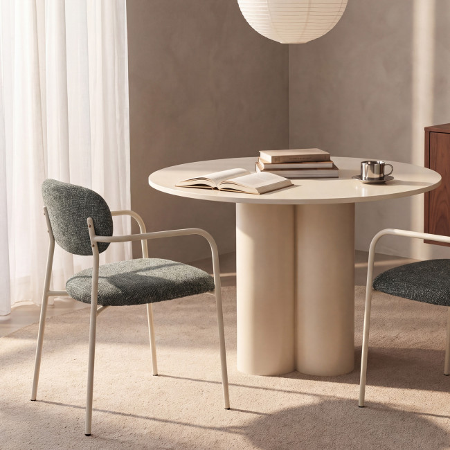 Anatole - Lot de 2 fauteuils de table en tissu pieds métal