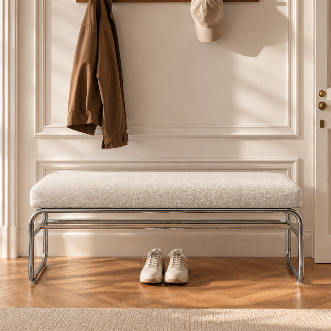 Henri - Banc en tissu pieds chrome L120cm