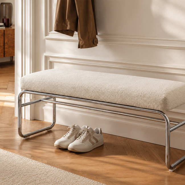 Henri - Banc en tissu pieds chrome L120cm