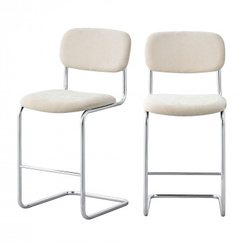 Marcel - Lot de 2 tabourets de bar en tissu pieds chrome H65cm 