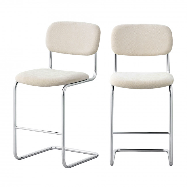 Marcel - Lot de 2 tabourets de bar en tissu pieds chrome H65cm 