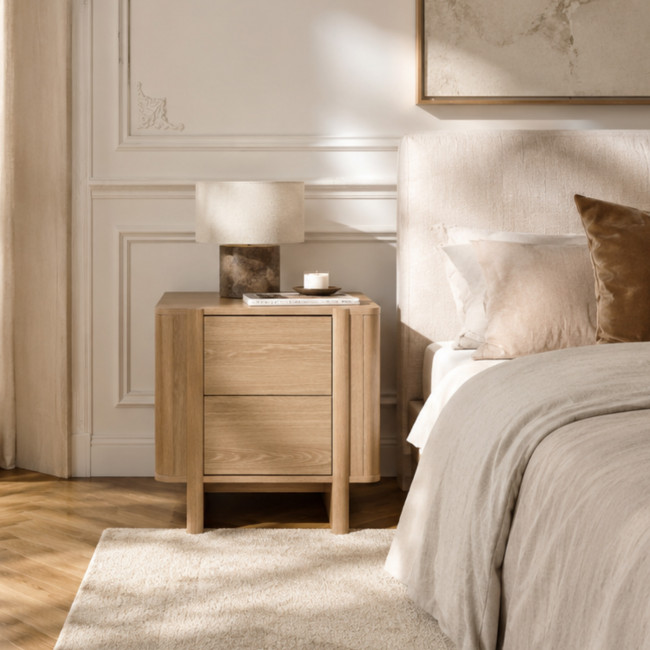 Oli - Table de chevet 2 tiroirs en bois