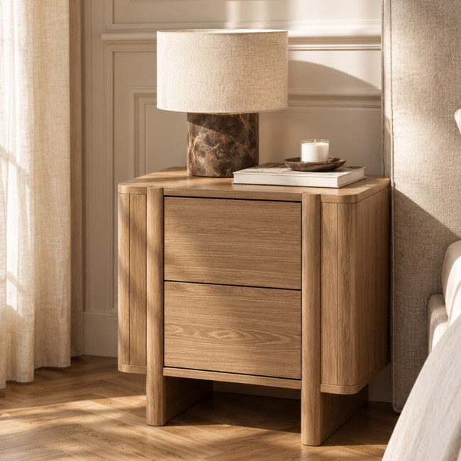 Oli - Table de chevet 2 tiroirs en bois
